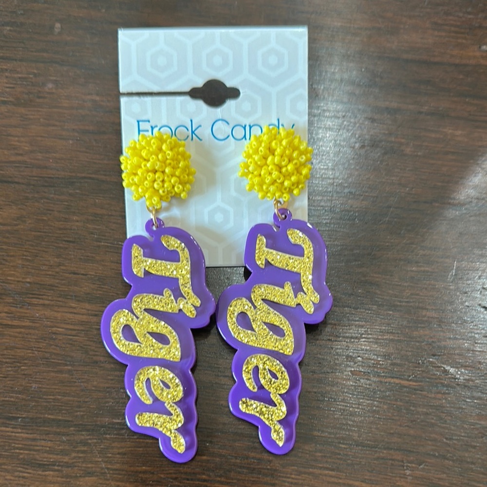 ♾️Purple and Yellow Tiger 🐯 Earrings